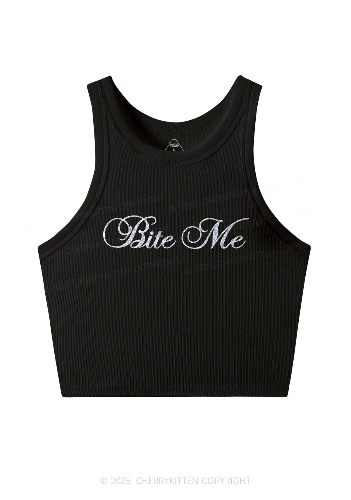 Glitter Bite Me Y2K Crop Tank Top Cherrykitten