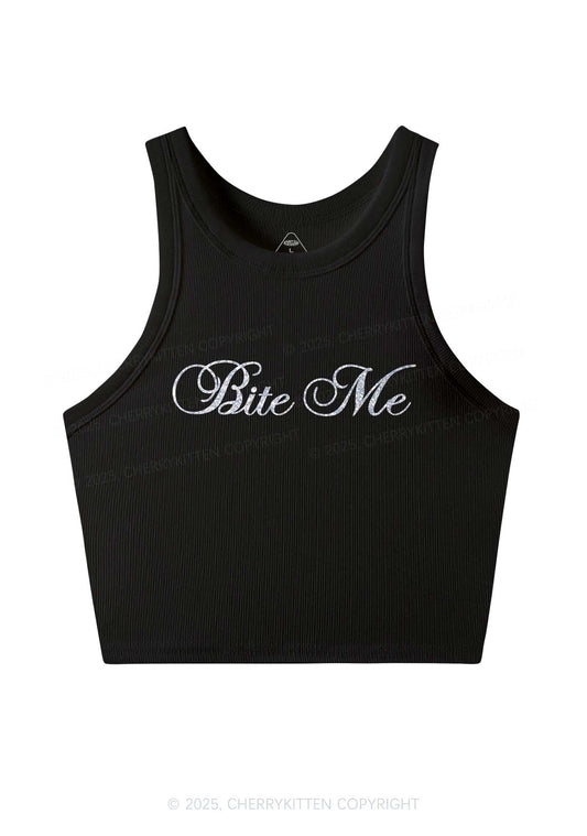 Glitter Bite Me Y2K Crop Tank Top Cherrykitten