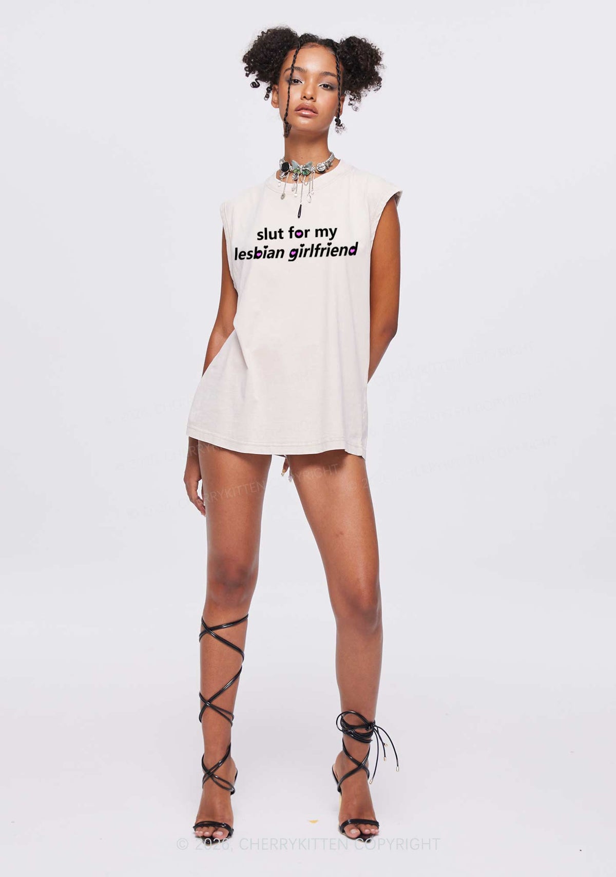 Slxt For My Lesbian Girlfriend Pride Y2K Washed Muscle Tank Cherrykitten
