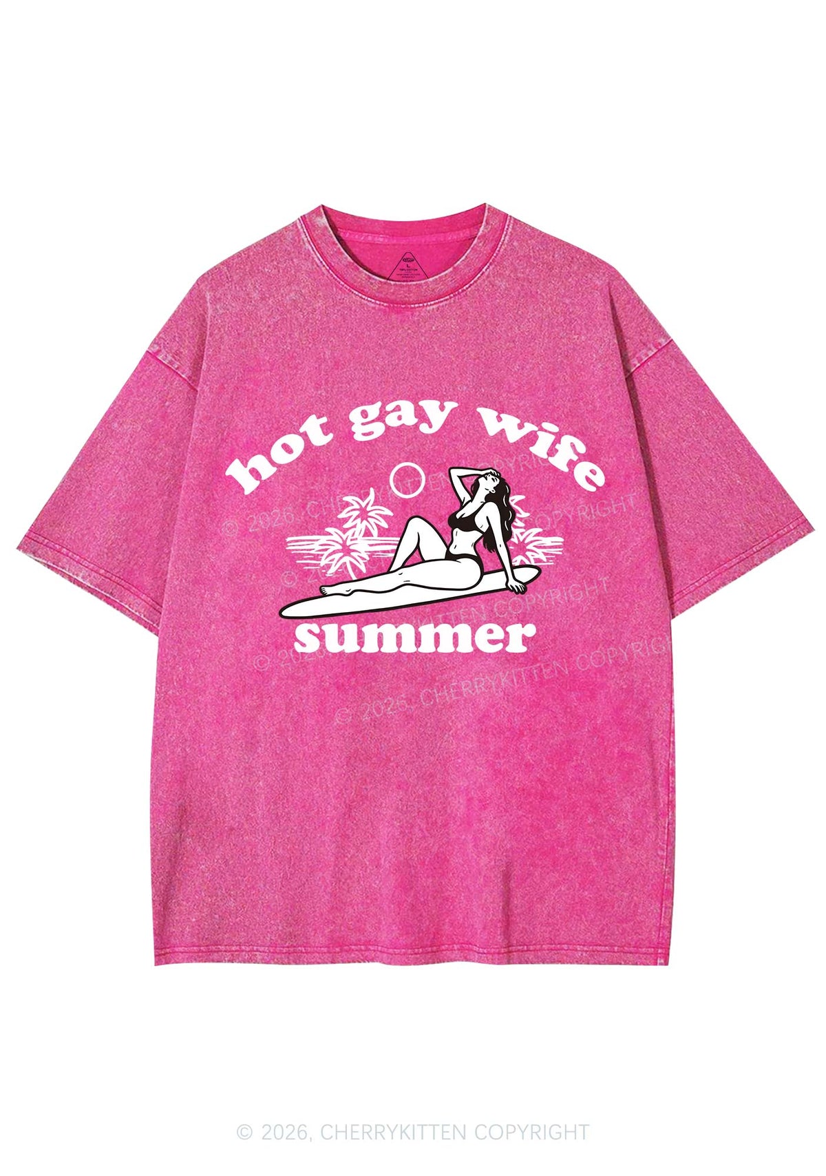 Hot Gay Wife Summer Pride Y2K Shirts Washed Tee Cherrykitten