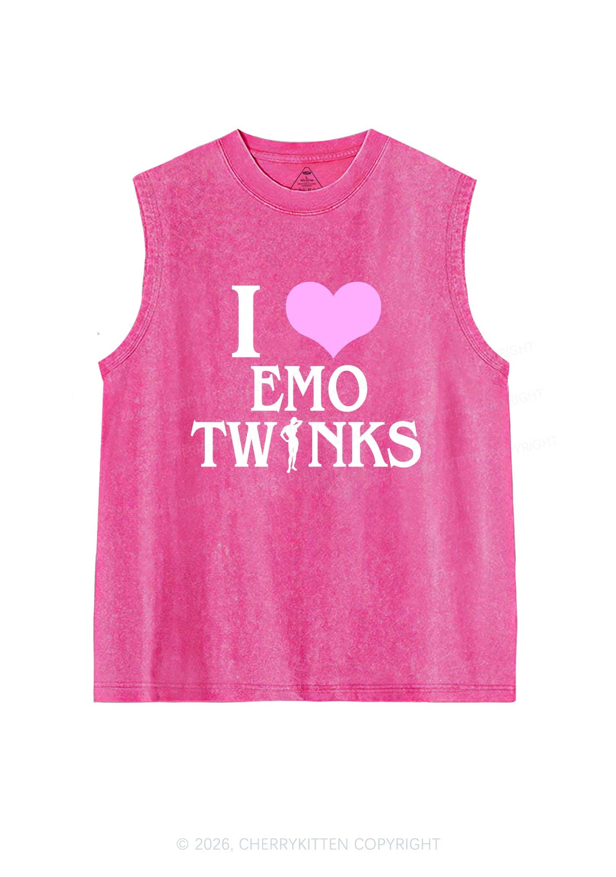 I Love Emo Twinks Pride Y2K Washed Muscle Tank Cherrykitten