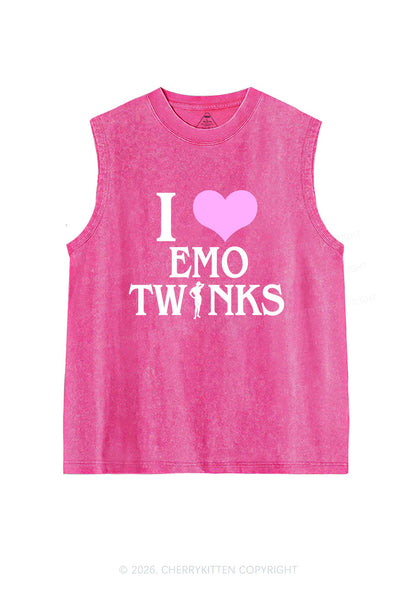 I Love Emo Twinks Pride Y2K Washed Muscle Tank Cherrykitten