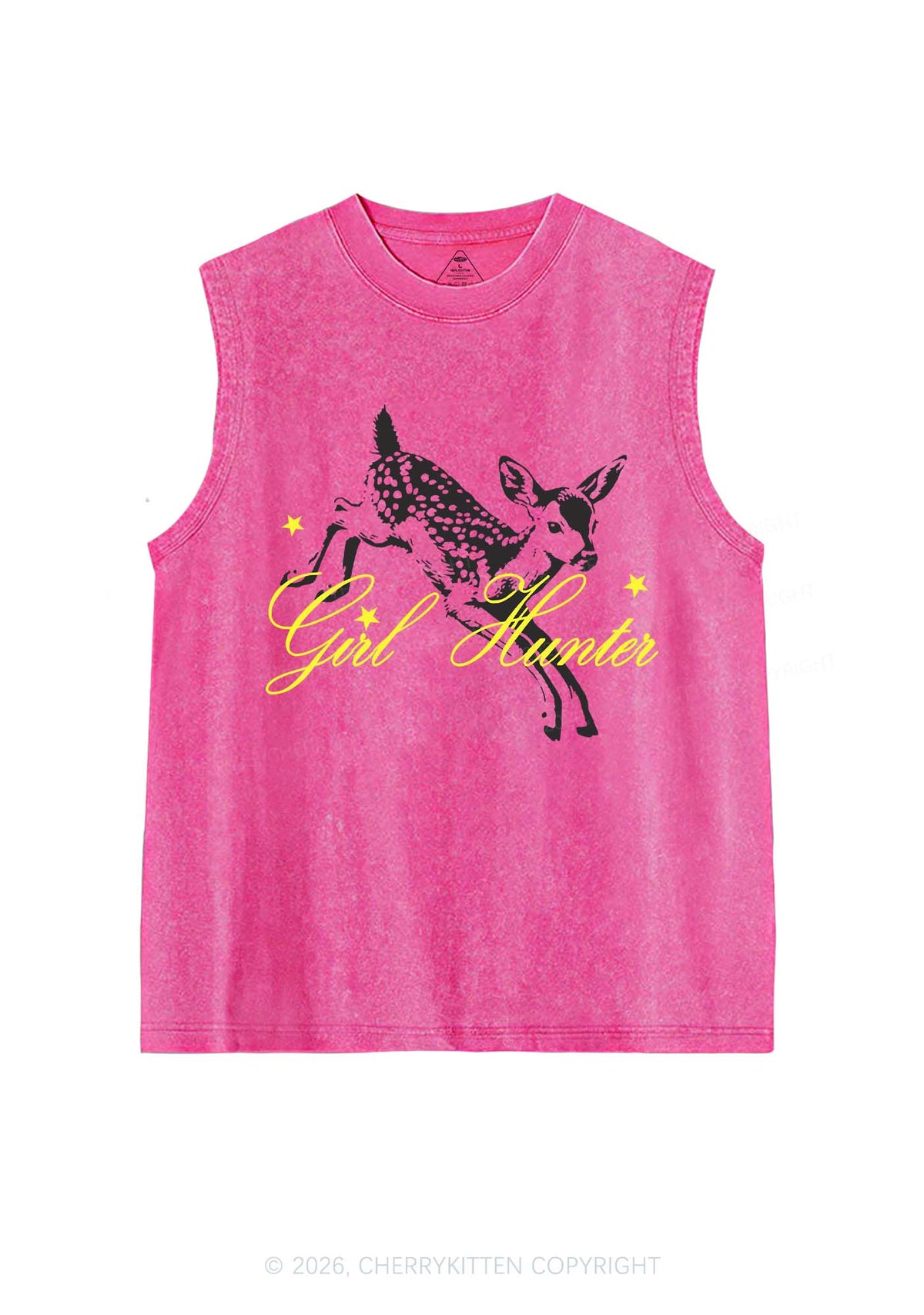 Girl Hunter Deer Pride Y2K Washed Muscle Tank Cherrykitten