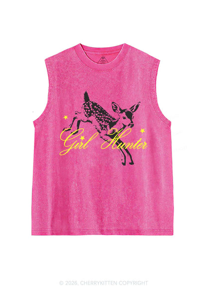 Girl Hunter Deer Pride Y2K Washed Muscle Tank Cherrykitten