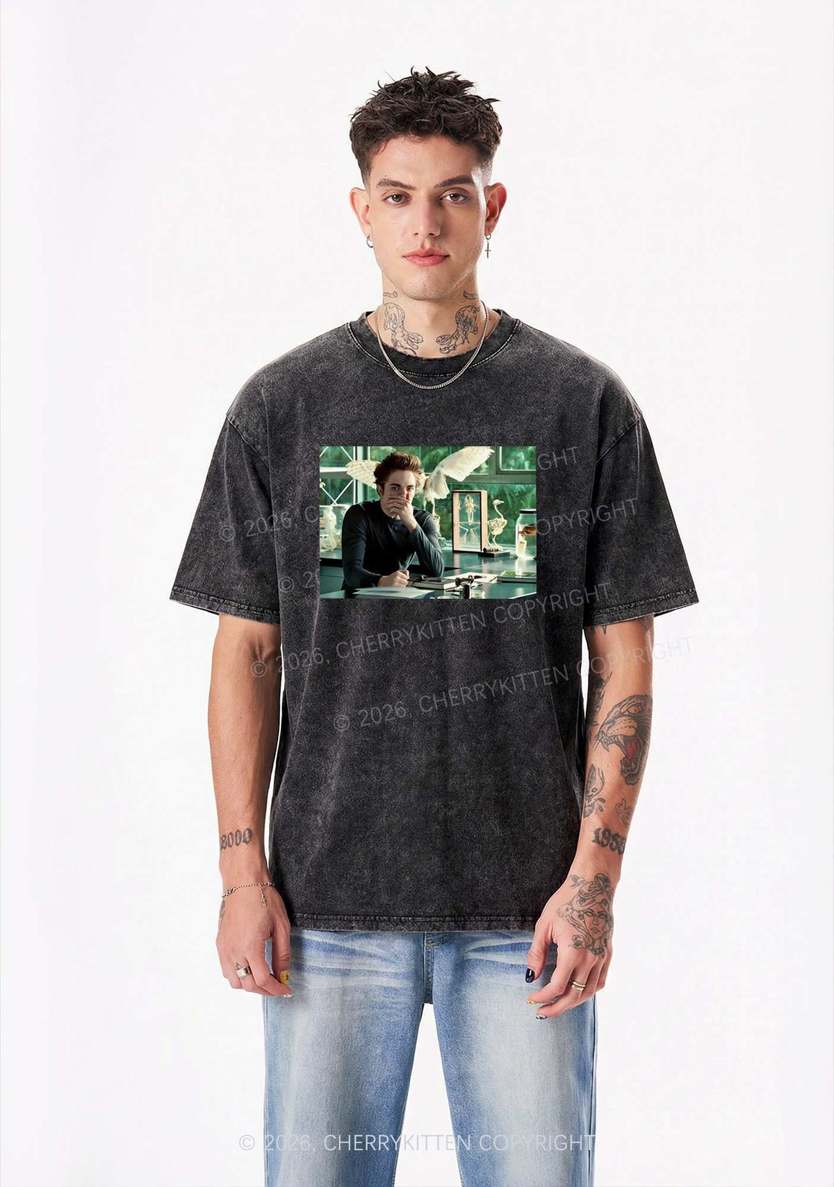 Vampire Boy Y2K Shirts Washed Tee Cherrykitten