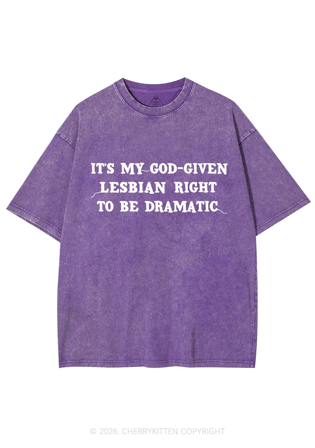 God Given Lesbian Right Pride Y2K Shirts Washed Tee Cherrykitten
