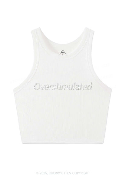 Rhinestone Overstimulated Y2K Crop Tank Top Cherrykitten