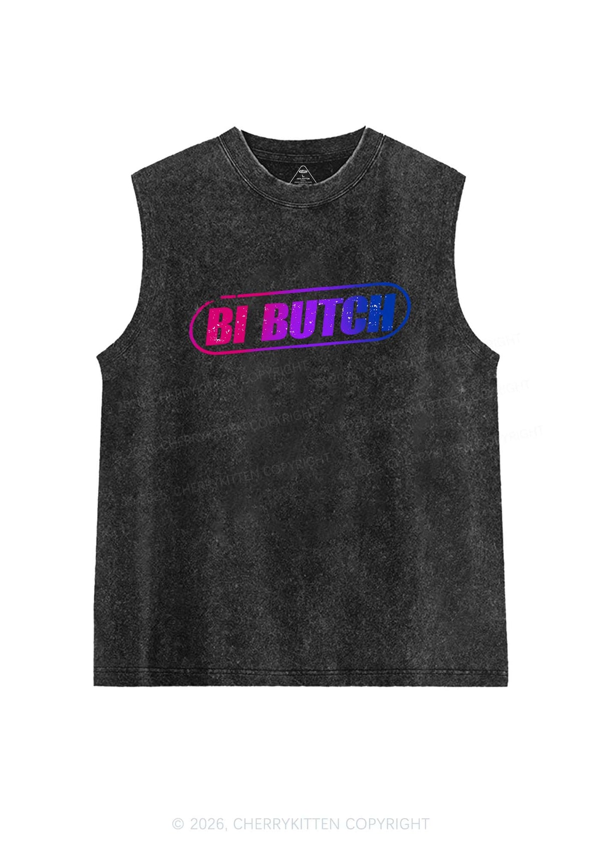 Bi Butch Pride Y2K Washed Muscle Tank Cherrykitten