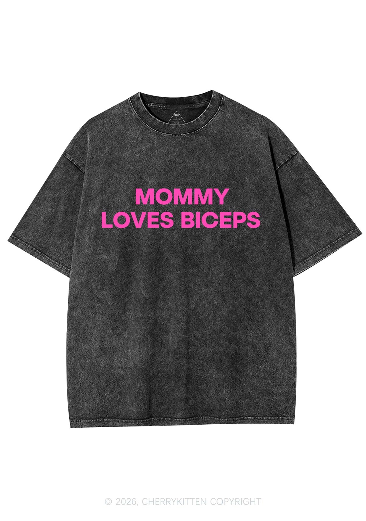Mommy Loves Biceps Y2K Shirts Washed Tee Cherrykitten