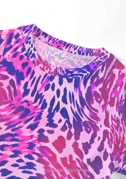 Bisexual Leopard Pride Y2K Mesh Crop Top Cherrykitten