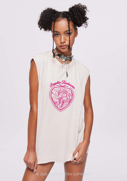 Sapphic Tendencies Art Pride Y2K Washed Muscle Tank Cherrykitten