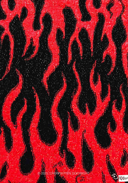 Red Flame Y2K Mesh Crop Top Cherrykitten