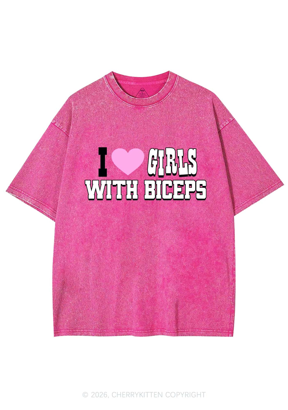 I Love Girls With Biceps Y2K Shirts Washed Tee Cherrykitten