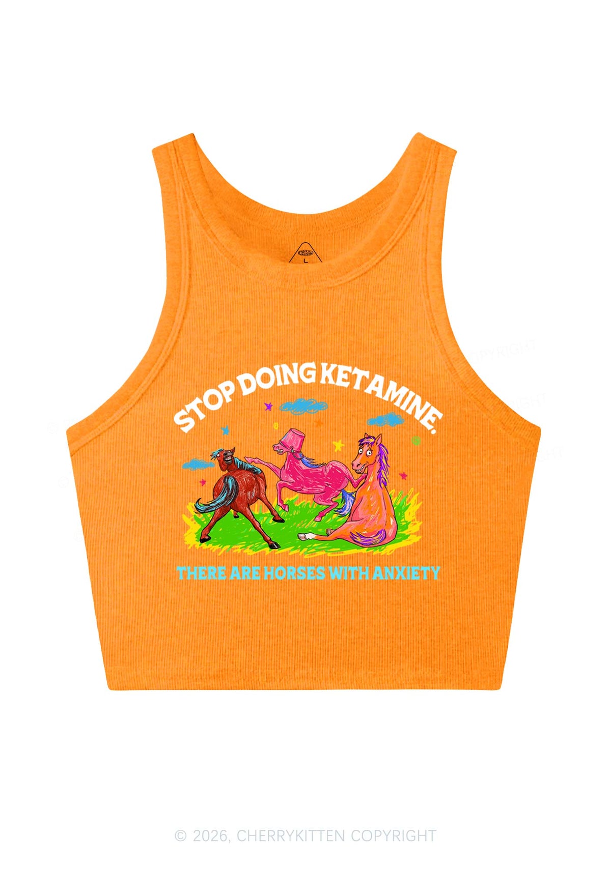Horses With Anxiety Y2K Crop Tank Top Cherrykitten