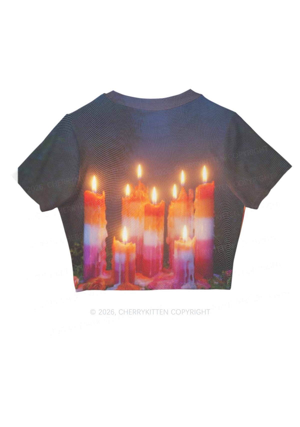 Lesbian Melting Candles Pride Y2K Mesh Crop Top Cherrykitten