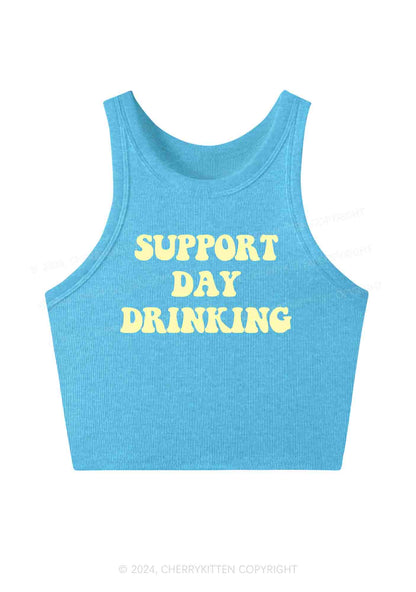 Support Day Drinking Y2K Crop Tank Top Cherrykitten