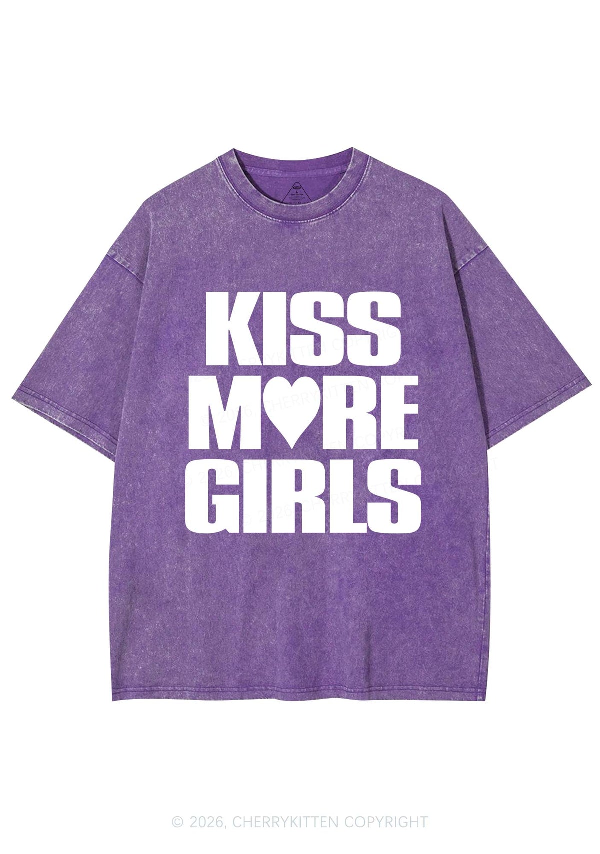 Kiss More Girls Heart Pride Y2K Shirts Washed Tee Cherrykitten