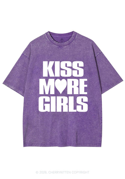 Kiss More Girls Heart Pride Y2K Shirts Washed Tee Cherrykitten