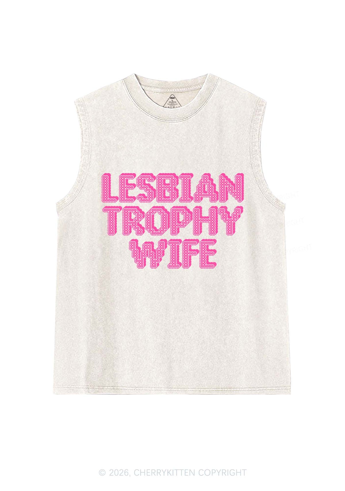 Lesbian Trophy Wife Pride Y2K Washed Muscle Tank Cherrykitten
