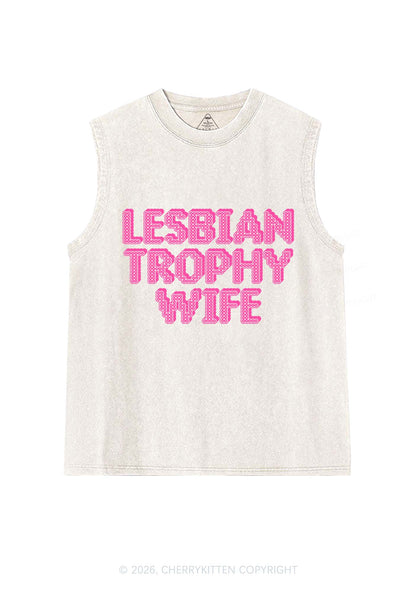 Lesbian Trophy Wife Pride Y2K Washed Muscle Tank Cherrykitten