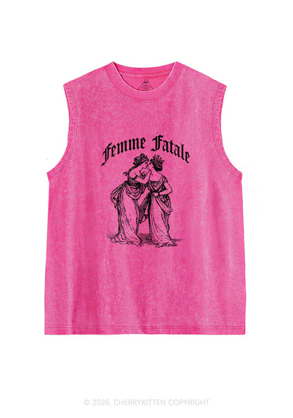 Femme Fatale Women Pride Y2K Washed Muscle Tank Cherrykitten