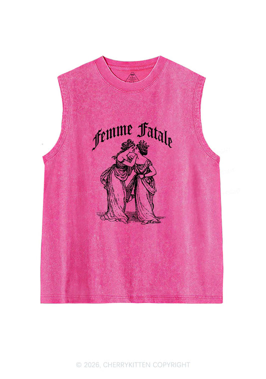 Femme Fatale Women Pride Y2K Washed Muscle Tank Cherrykitten