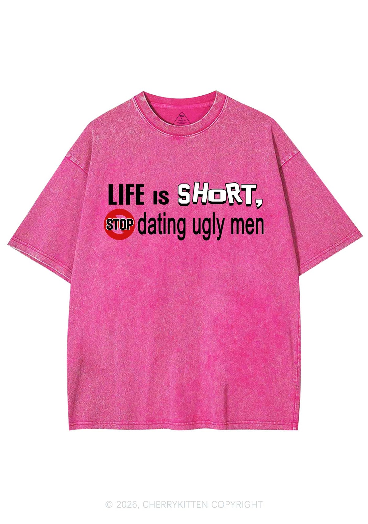 Stop Dating Ugly Men Y2K Shirts Washed Tee Cherrykitten