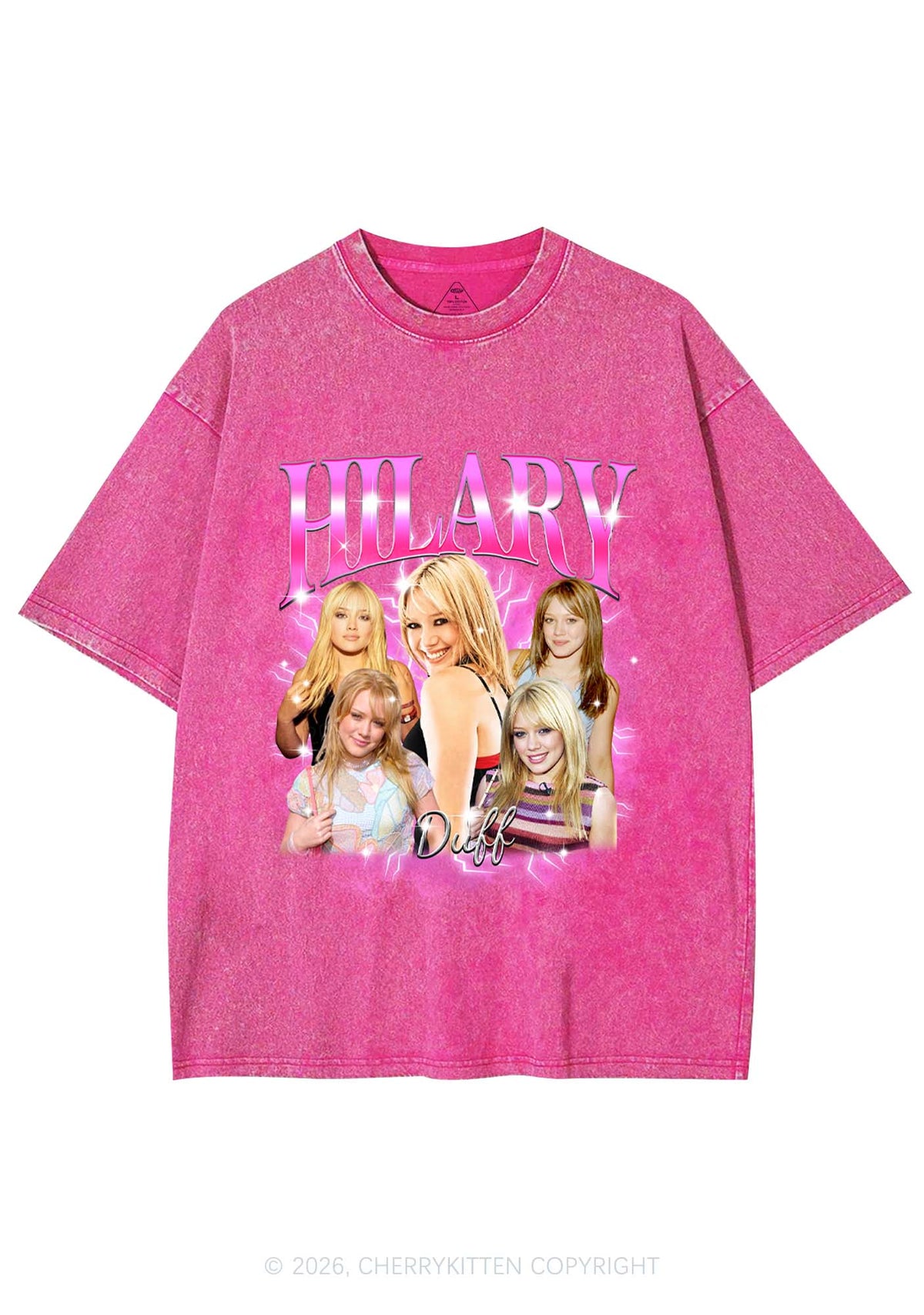 HD Pink Lightning Blonde Girl Y2K Shirts Washed Tee Cherrykitten