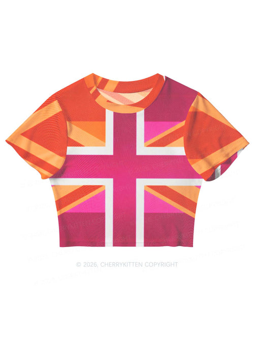 Lesbian Cross Flag Pride Y2K Mesh Crop Top Cherrykitten