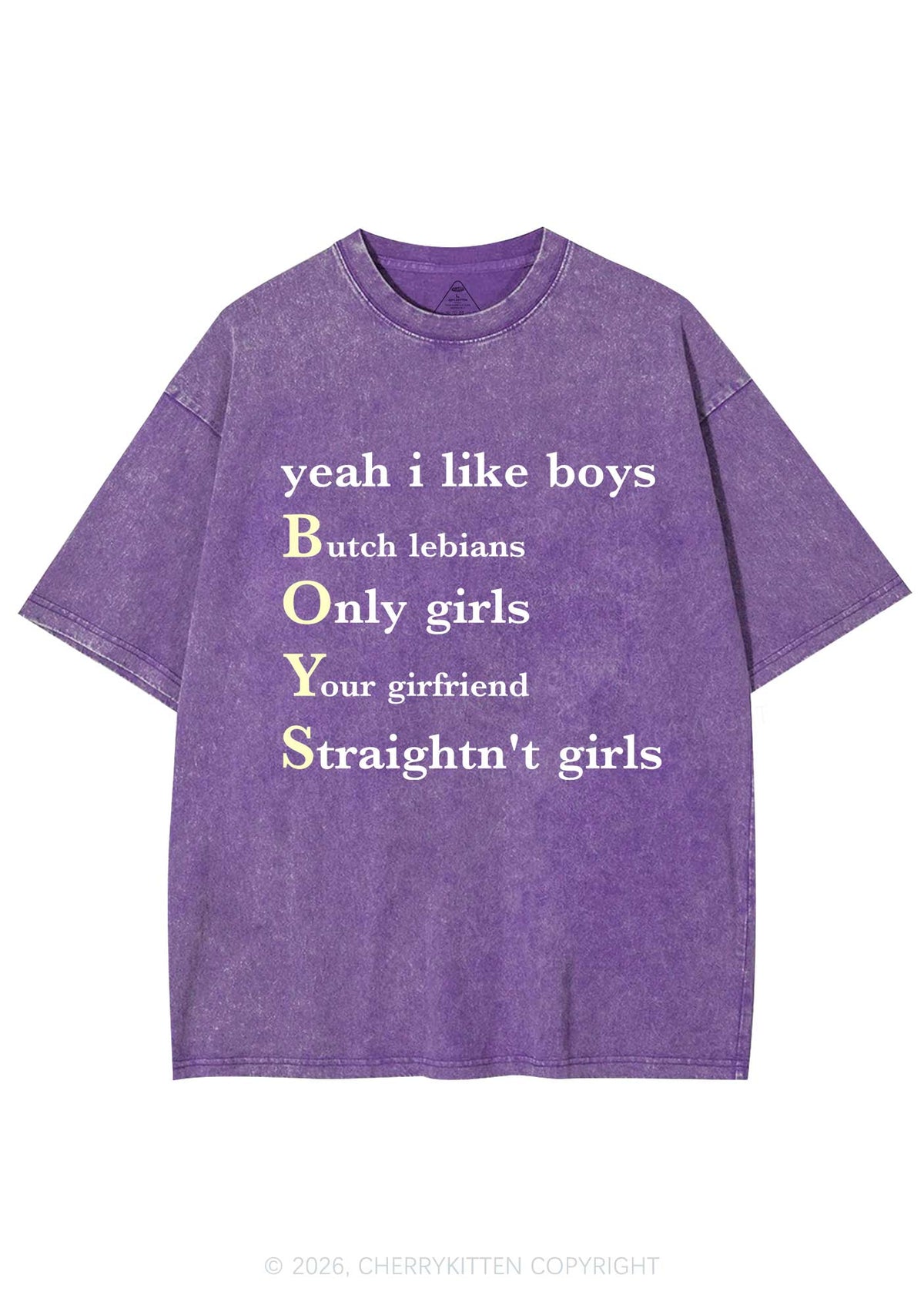 Yeah I Like Boys Pride Y2K Shirts Washed Tee Cherrykitten