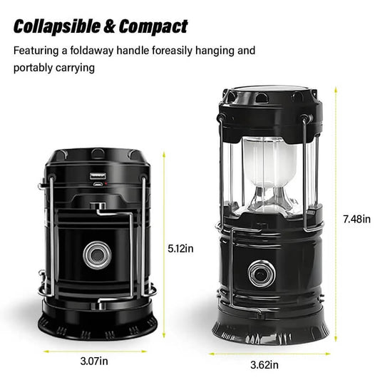 4-Pack Foldable LED Lanterns, Waterproof Solar & USB Rechargeable Camping Lights with Adjustable Brightness and Flashlight Mode