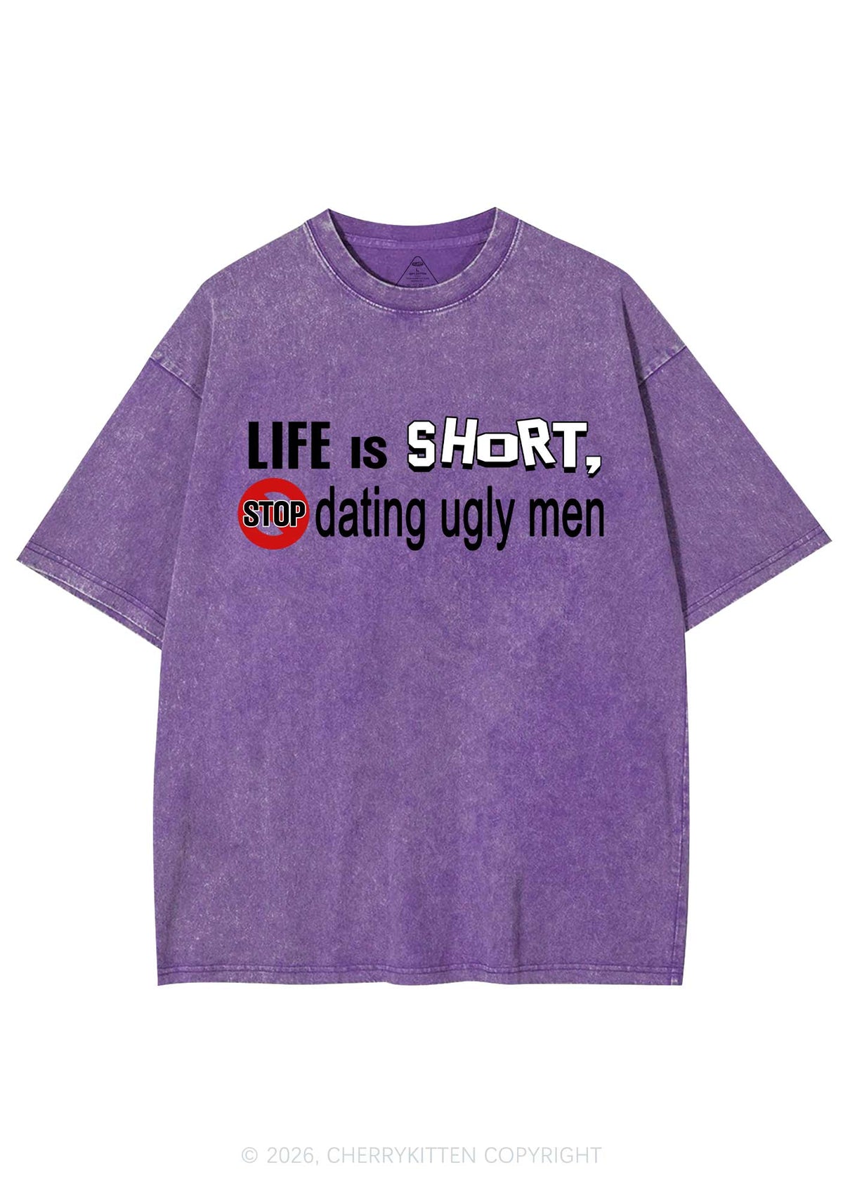 Stop Dating Ugly Men Y2K Shirts Washed Tee Cherrykitten