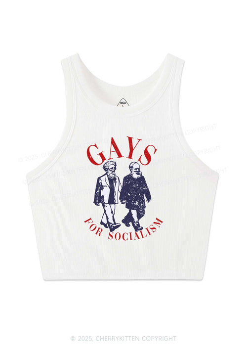 Gays For Socialism Pride Y2K Crop Tank Top Cherrykitten