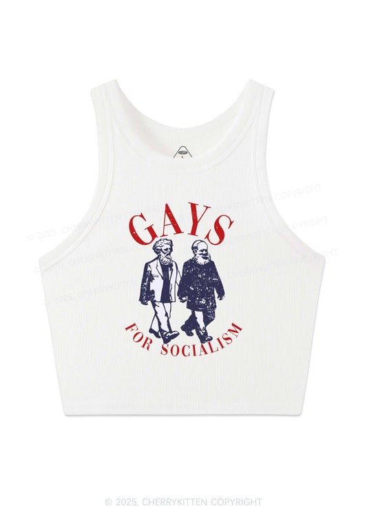Gays For Socialism Pride Y2K Crop Tank Top Cherrykitten