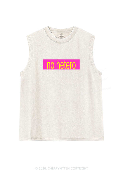 No Hetero Pride Y2K Washed Muscle Tank Cherrykitten