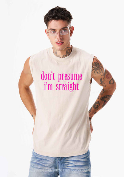 Dont Presume Im Straight Pride Y2K Washed Muscle Tank Cherrykitten