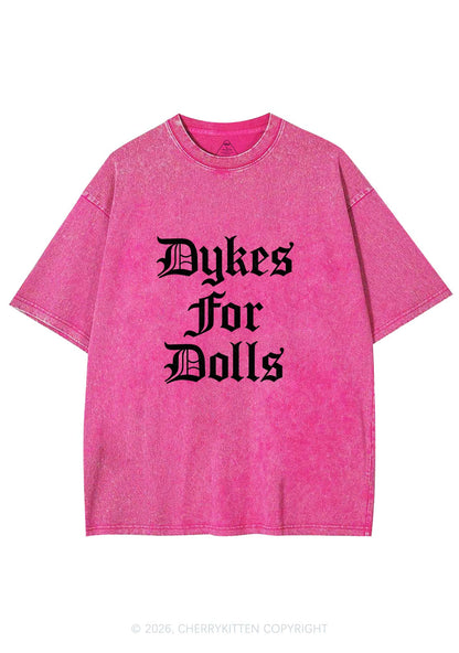 Dykes For Dolls Pride Y2K Shirts Washed Tee Cherrykitten