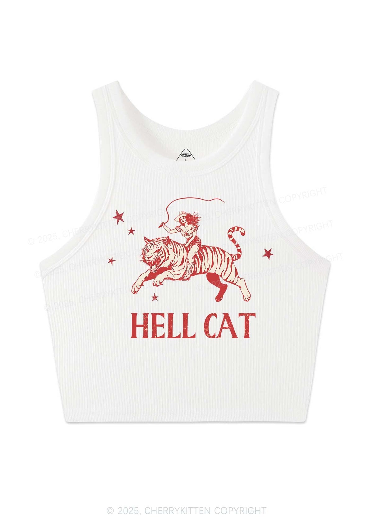 Cowgirl Hell Cat Y2K Crop Tank Top Cherrykitten