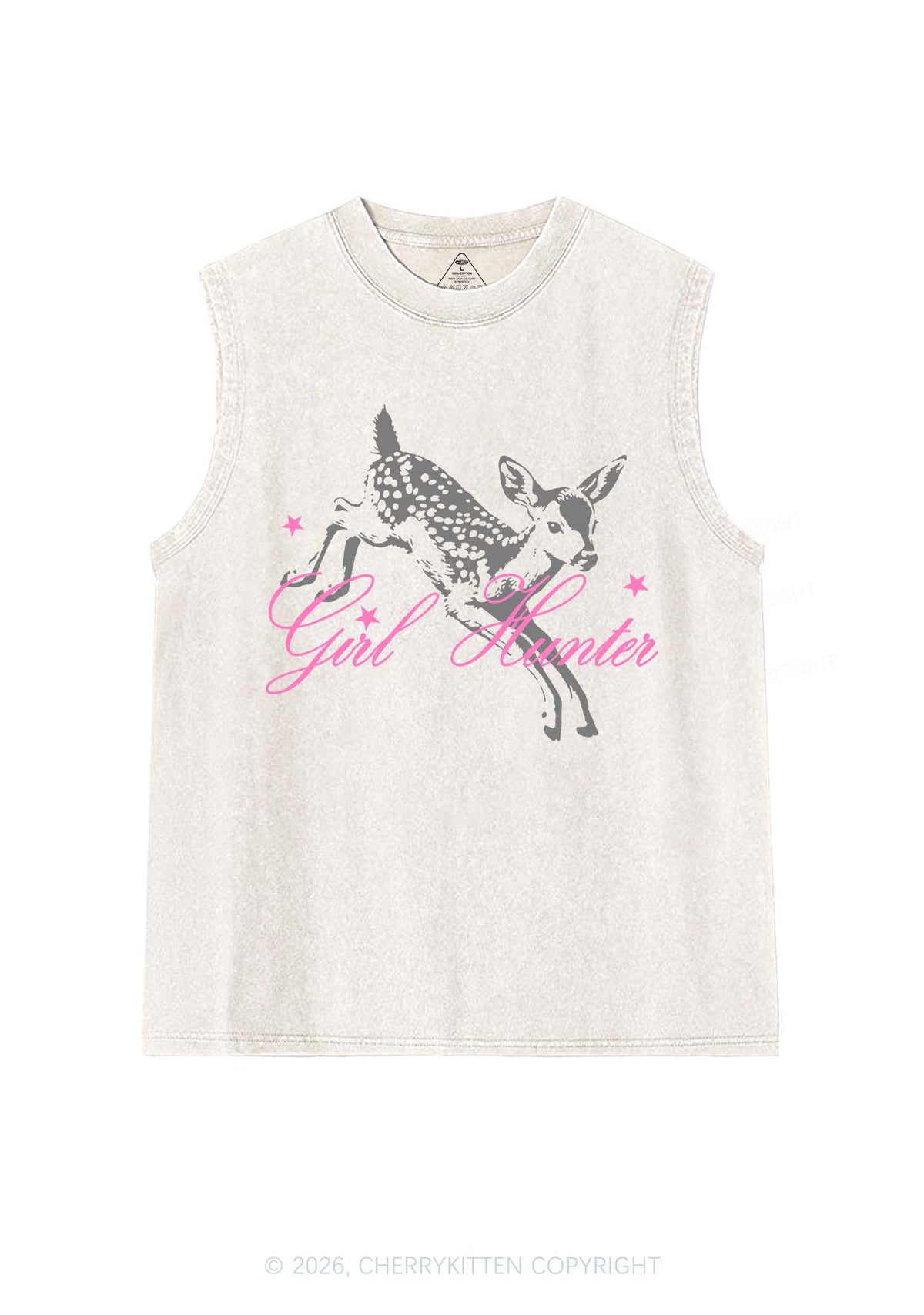 Girl Hunter Deer Pride Y2K Washed Muscle Tank Cherrykitten