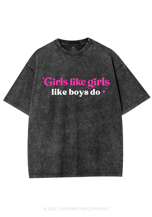 Girls Like Girls Like Boys Do Pride Y2K Shirts Washed Tee Cherrykitten