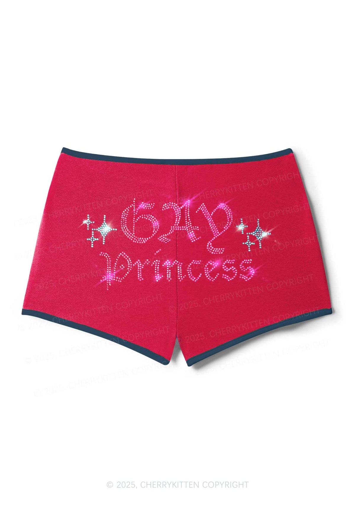 Rhinestone Gay Princess Pride Y2K Booty Shorts Cherrykitten