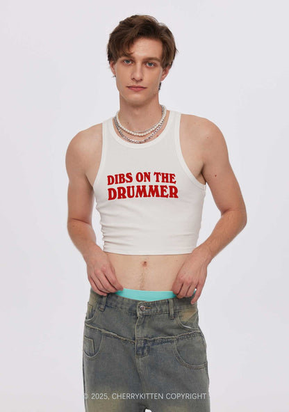 Dibs On The Drummer Y2K Crop Tank Top Cherrykitten