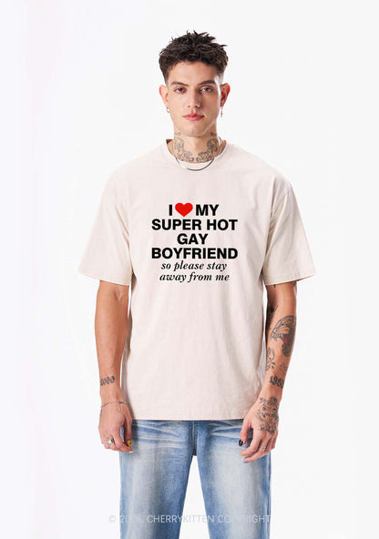 I Love My Super Hot Gay BF Pride Y2K Shirts Washed Tee Cherrykitten