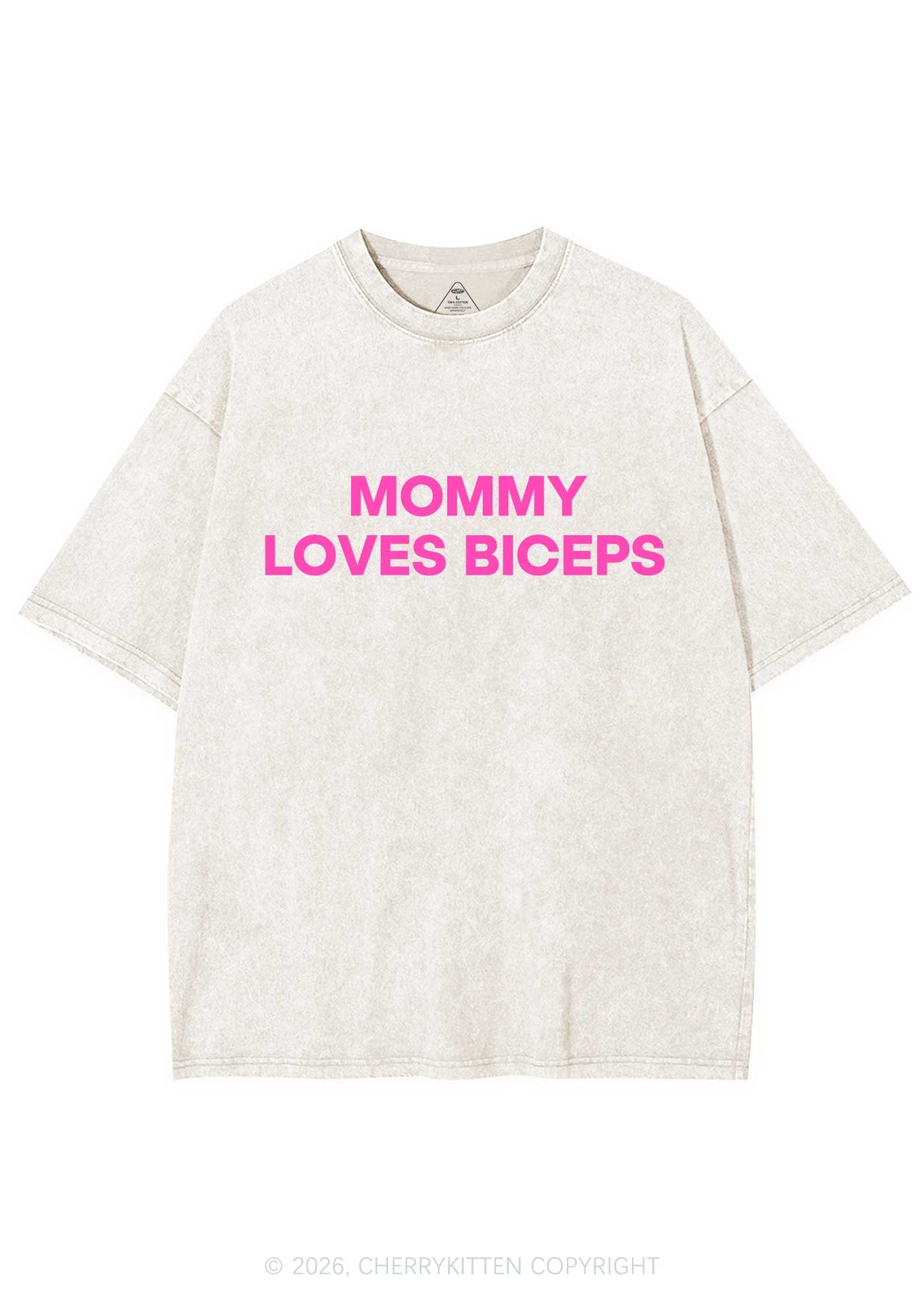 Mommy Loves Biceps Y2K Shirts Washed Tee Cherrykitten