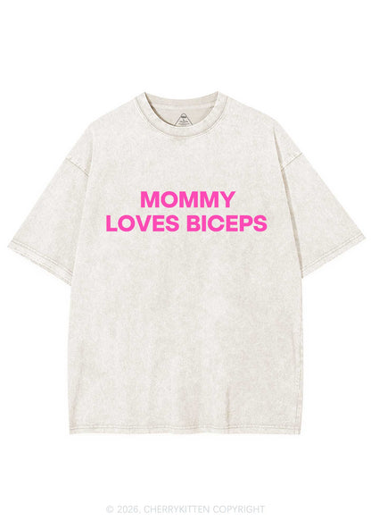 Mommy Loves Biceps Y2K Shirts Washed Tee Cherrykitten