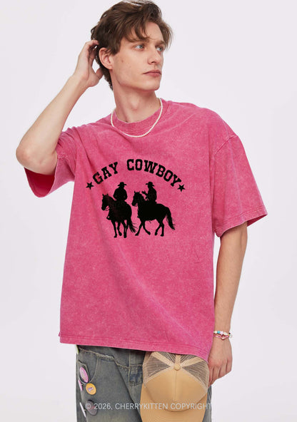 Gay Cowboy Pride Y2K Shirts Washed Tee Cherrykitten