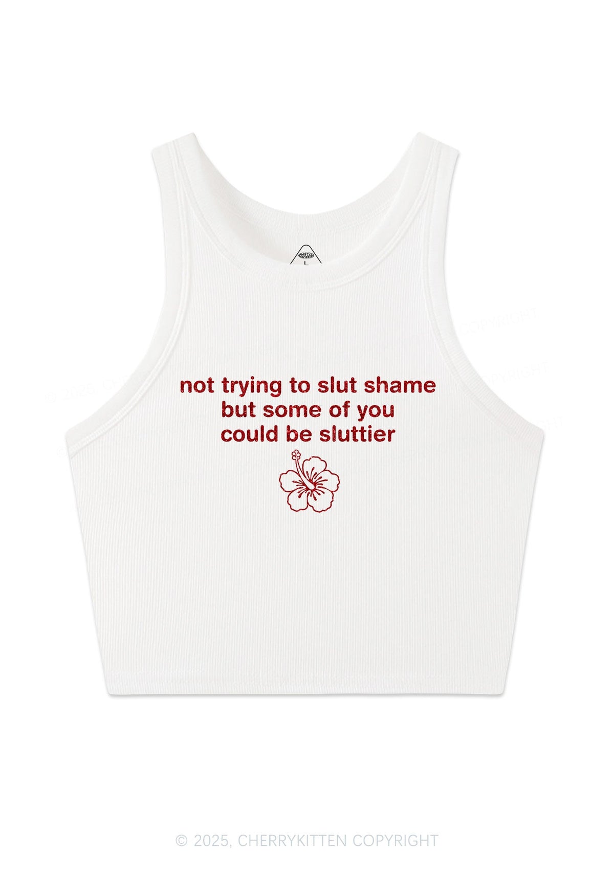 Glitter Not Trying To Slxt Shame Y2K Crop Tank Top Cherrykitten