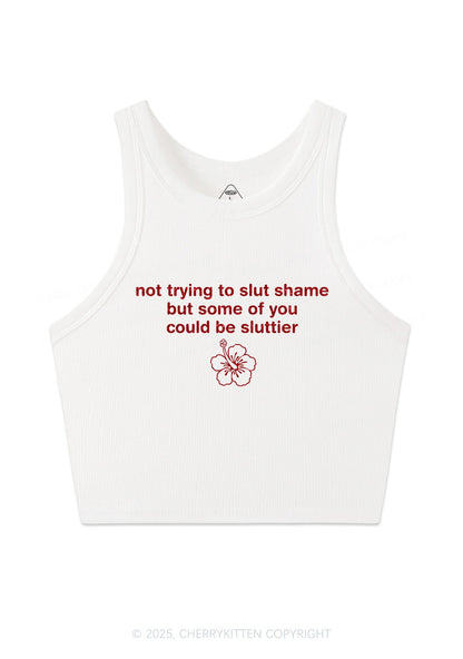 Glitter Not Trying To Slxt Shame Y2K Crop Tank Top Cherrykitten