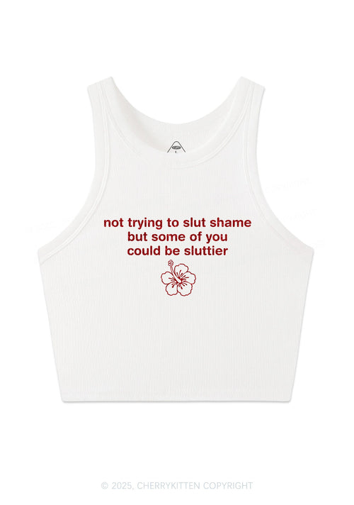 Glitter Not Trying To Slxt Shame Y2K Crop Tank Top Cherrykitten