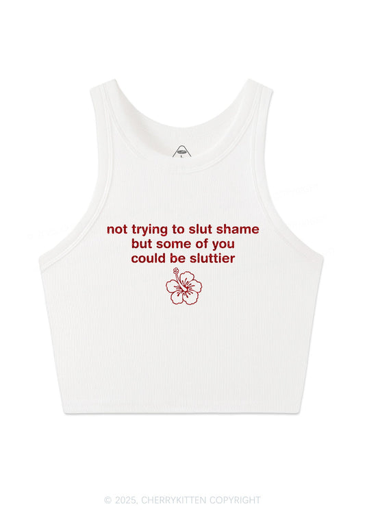 Glitter Not Trying To Slxt Shame Y2K Crop Tank Top Cherrykitten